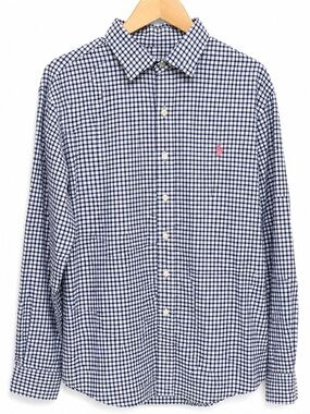 Polo Ralph Lauren Blue White Gingham Button Down Shirt Pink Pony XL Cotton